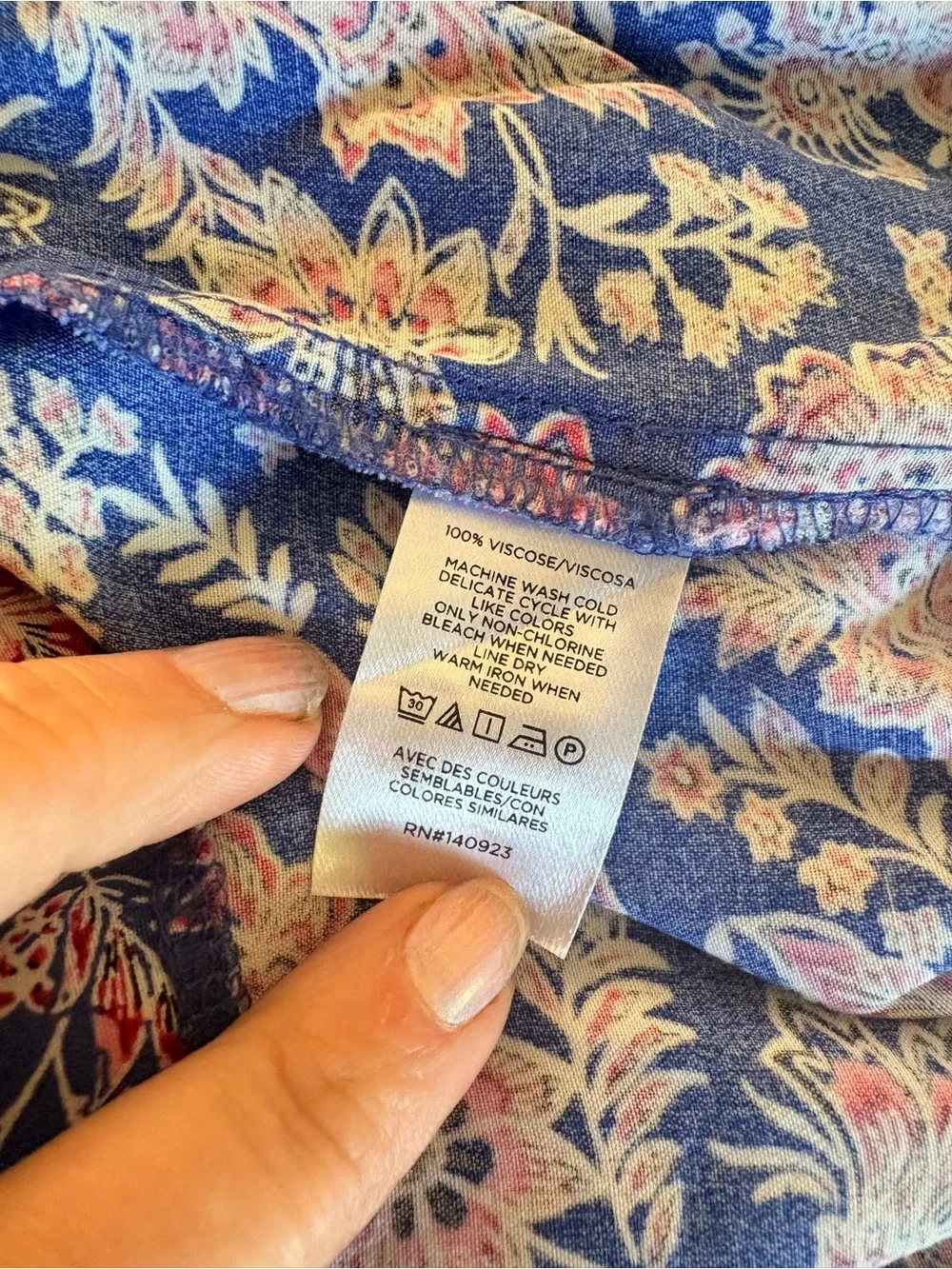 LOFT Blue Floral Scoop-Neck Mini Dress 12 - Picture 9 of 9